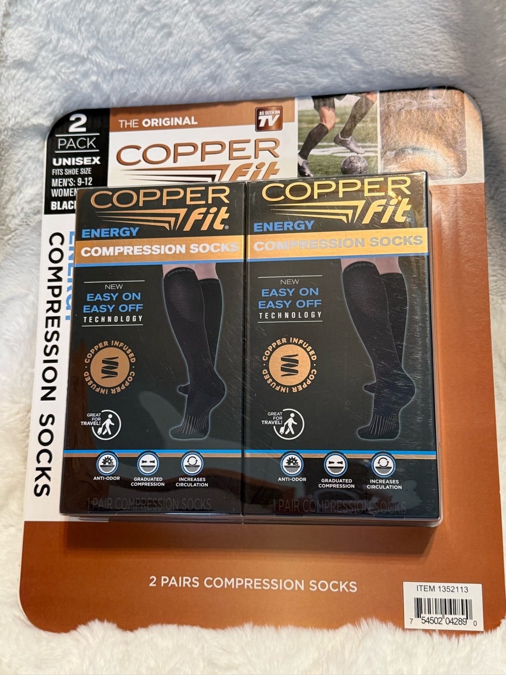 New Energy Compression Socks - Black (2 Pack)